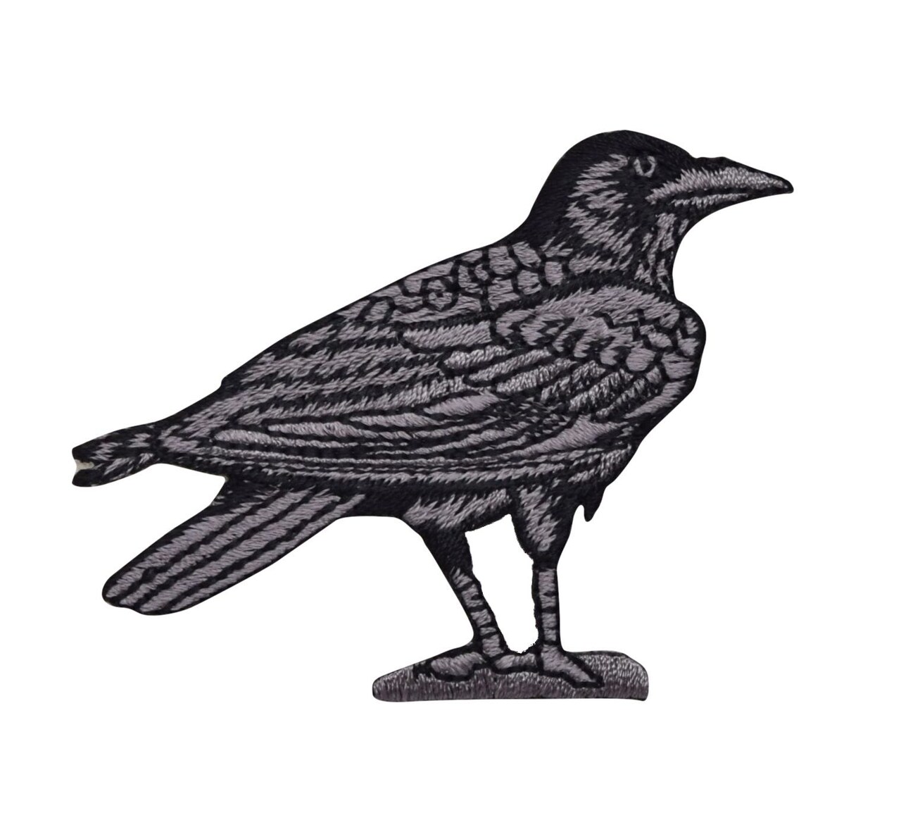 Raven Facing Right, Crow, Black Bird, Embroidered, Iron on Patch